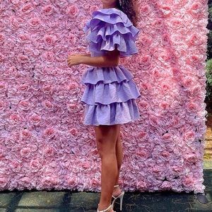 Linnelle Knitted Puff Sleeve Dress Lilac